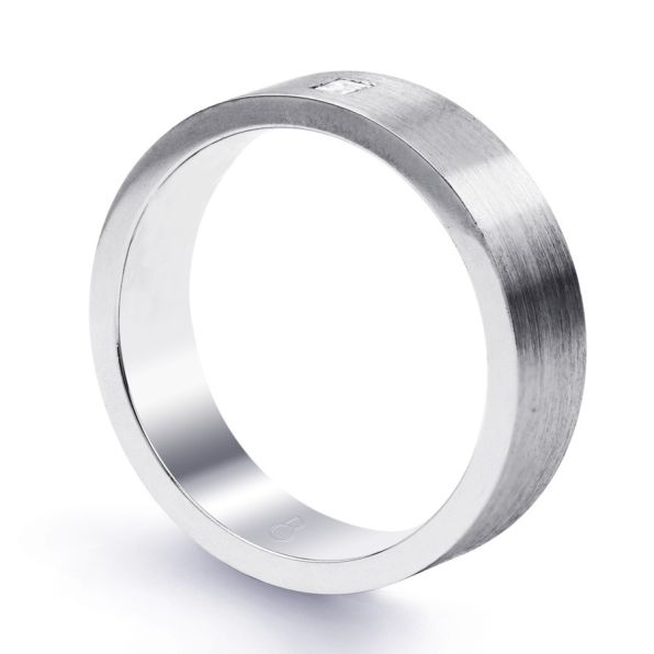 Flat Court Brushed Wedding Ring