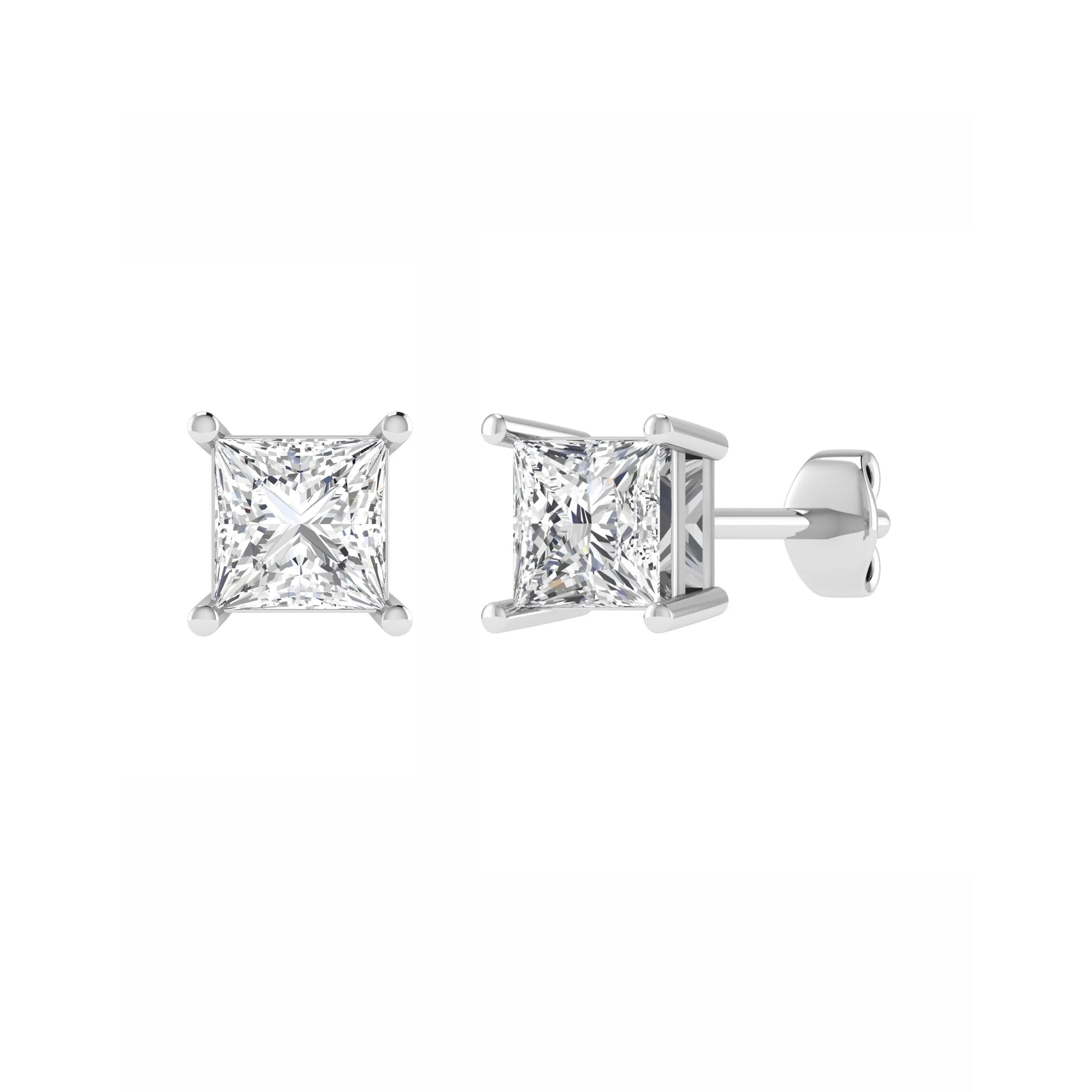 Princess Cut Double Gallery Studs