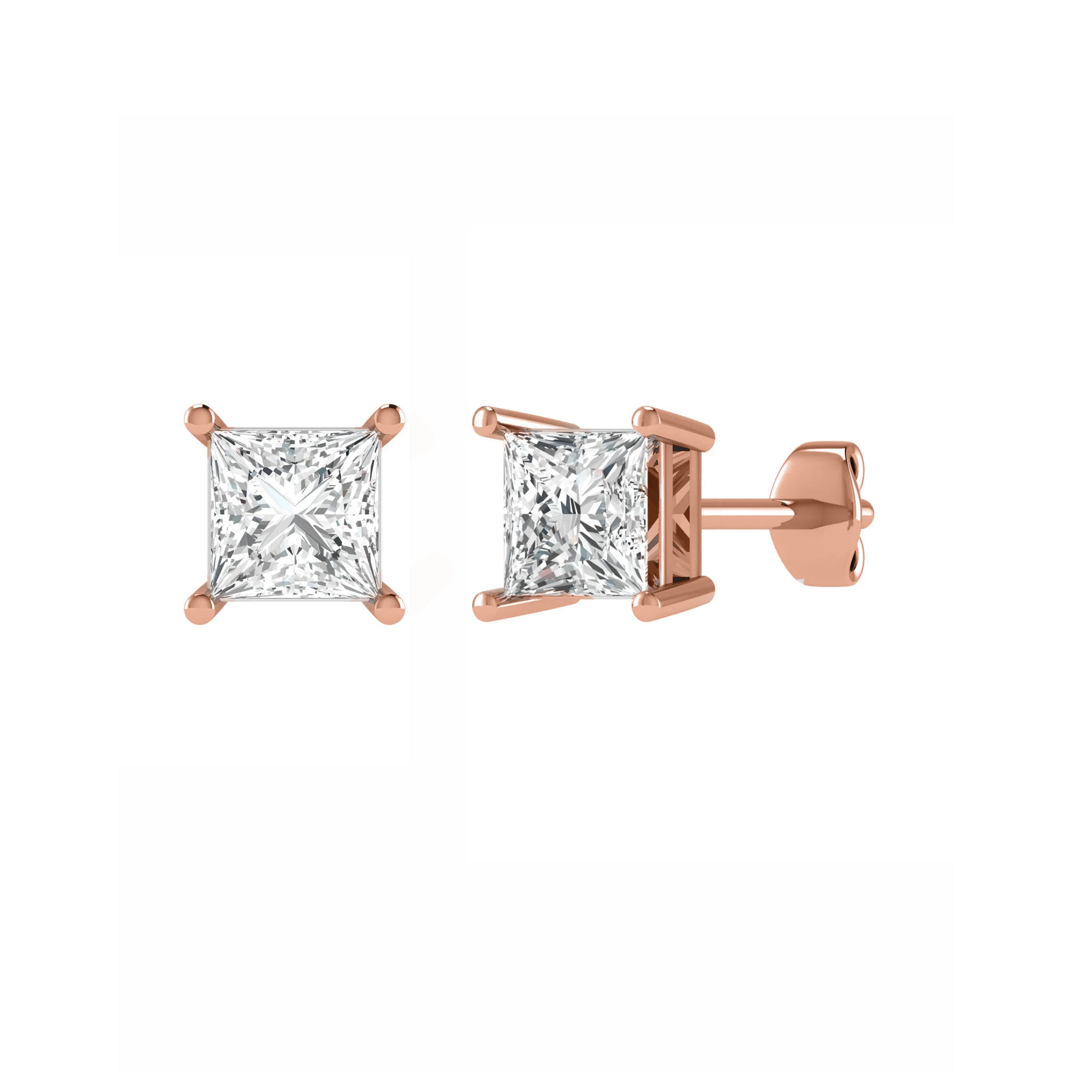 Princess Cut Double Gallery Studs