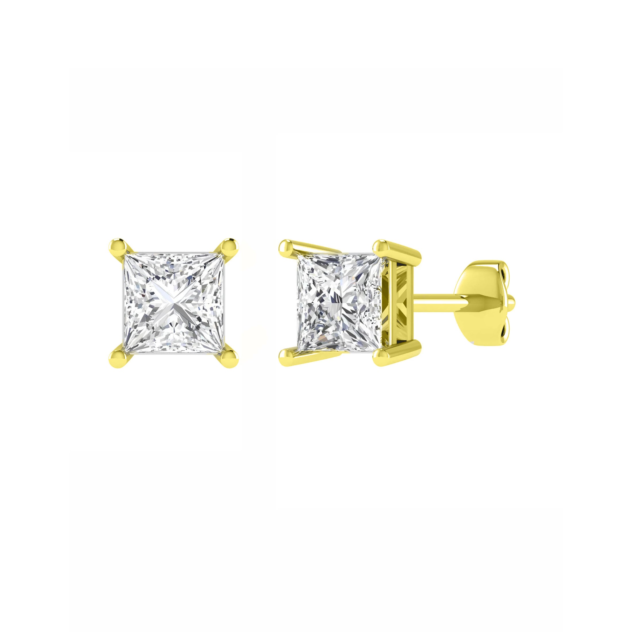 Princess Cut Double Gallery Studs