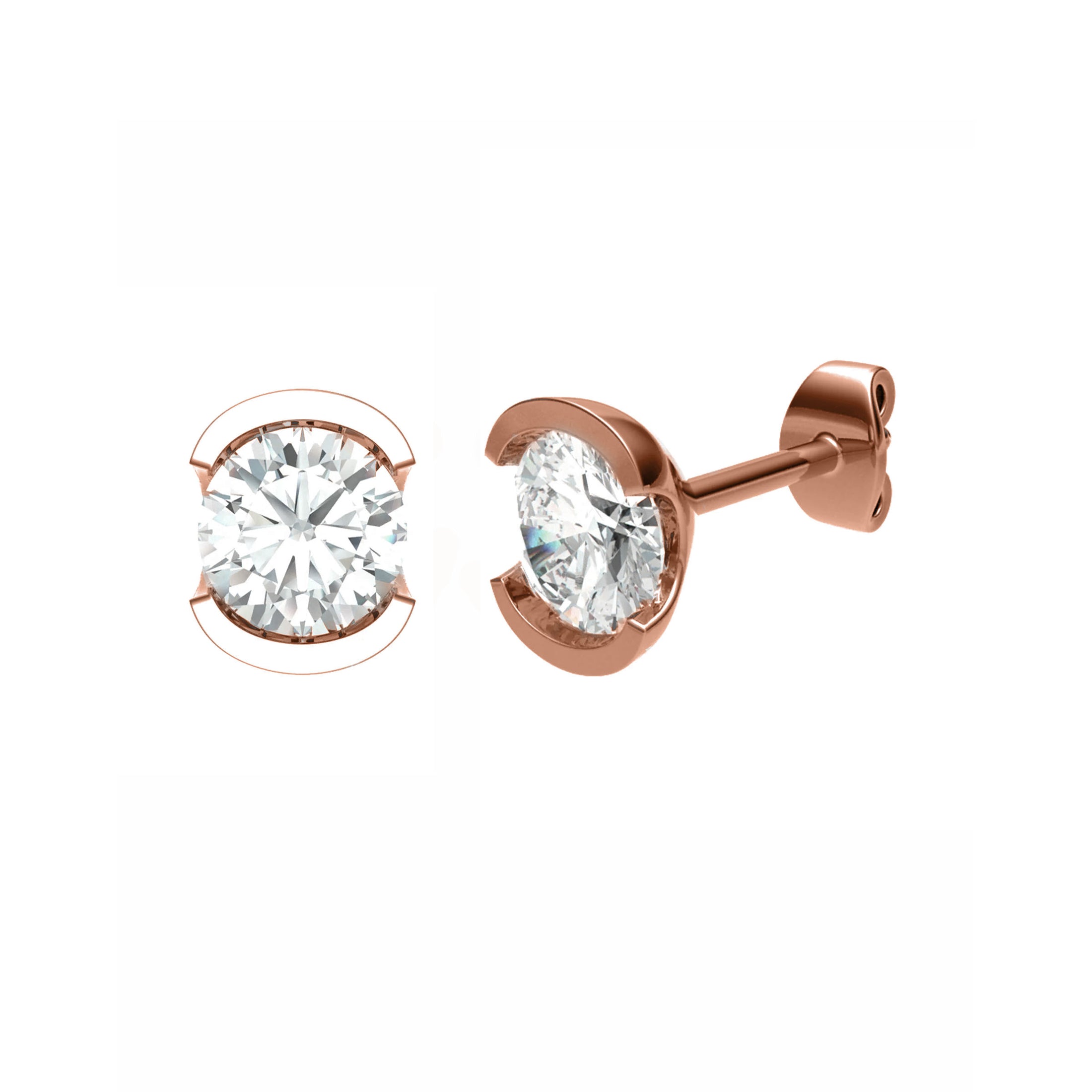 Semi Bezel Set Studs