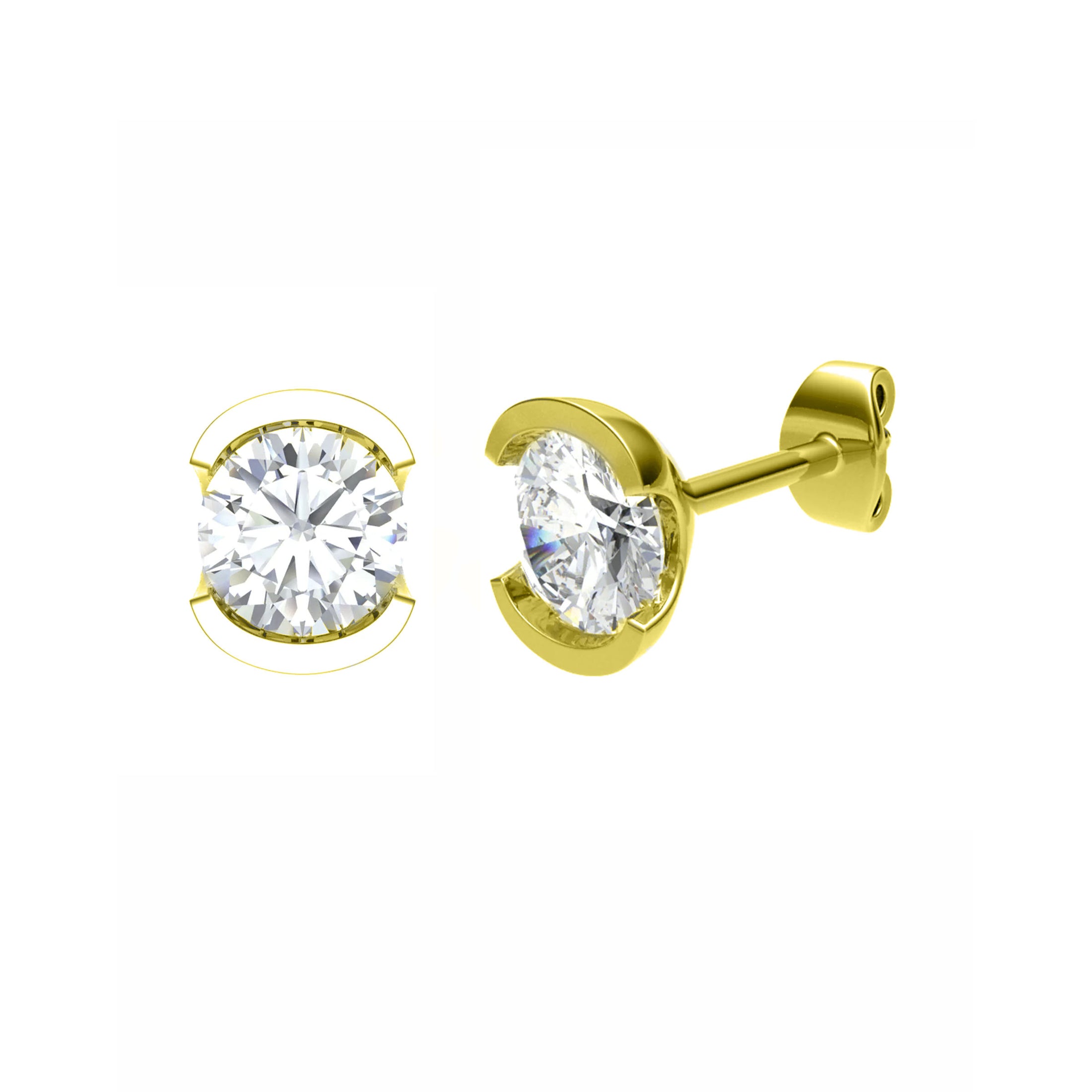 Semi Bezel Set Studs