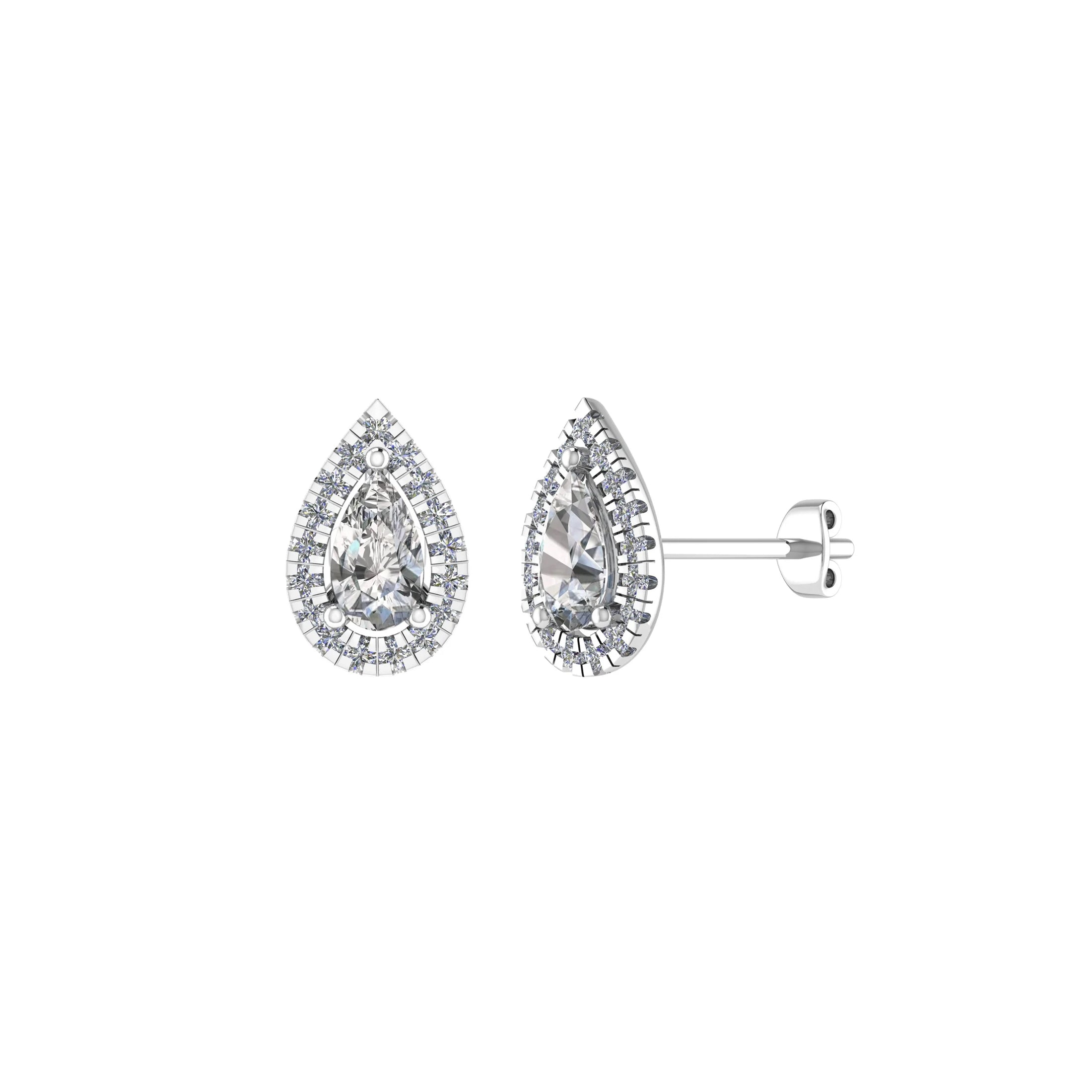 Pear Halo Studs