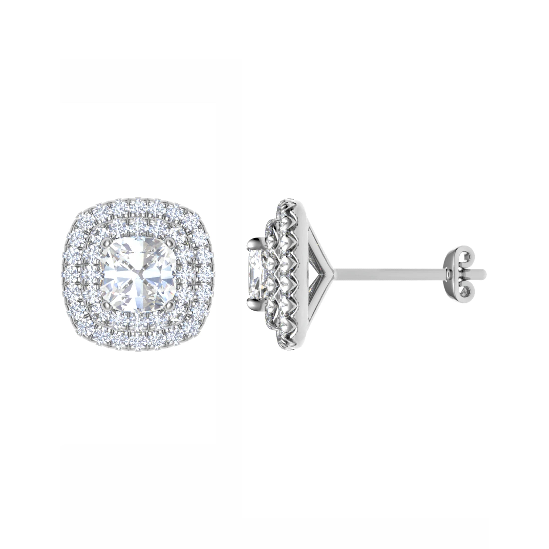 Cushion Double Halo Studs