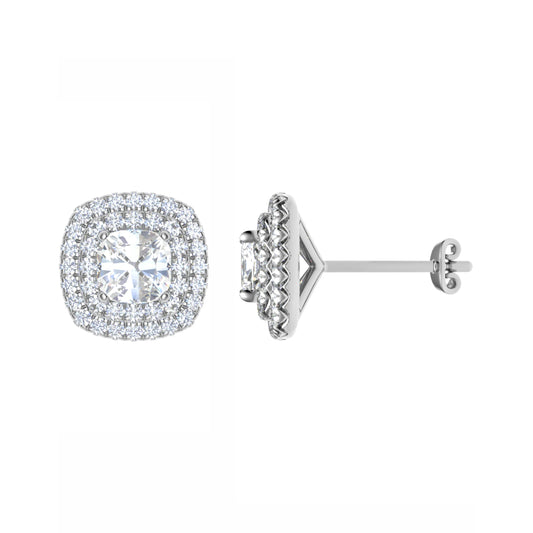 Cushion Double Halo Studs