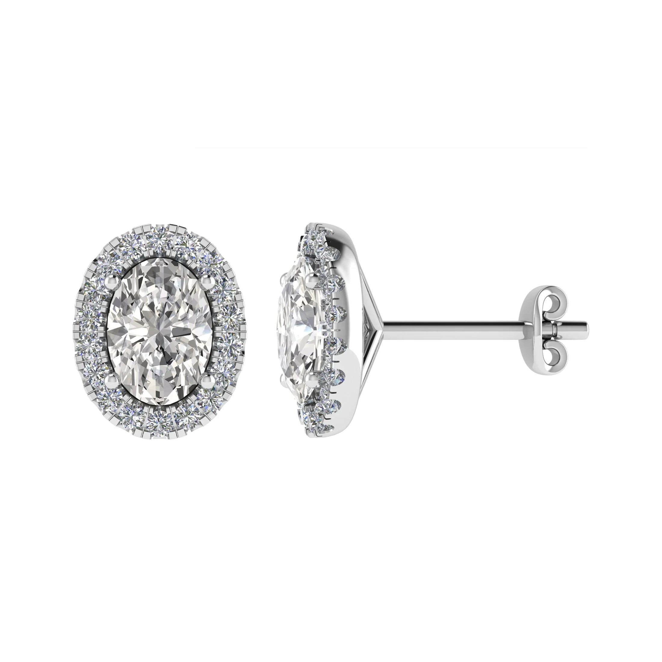 Oval V Halo Studs