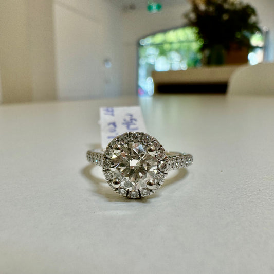1.02ct. Platinum halo ring