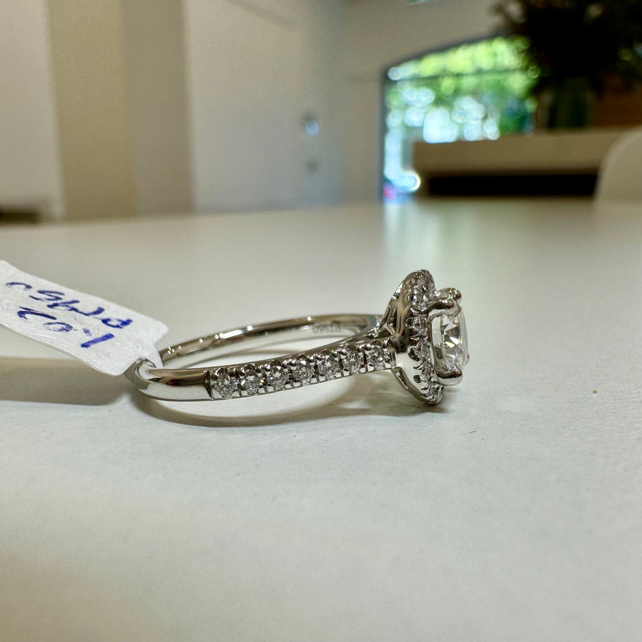 1.02ct. Platinum halo ring