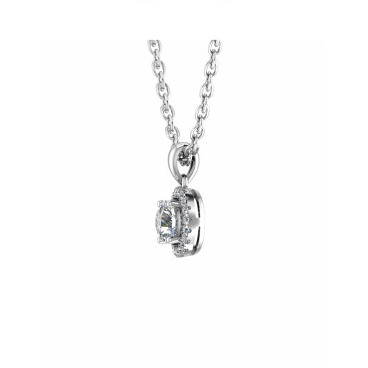 Round Single Halo Pendant