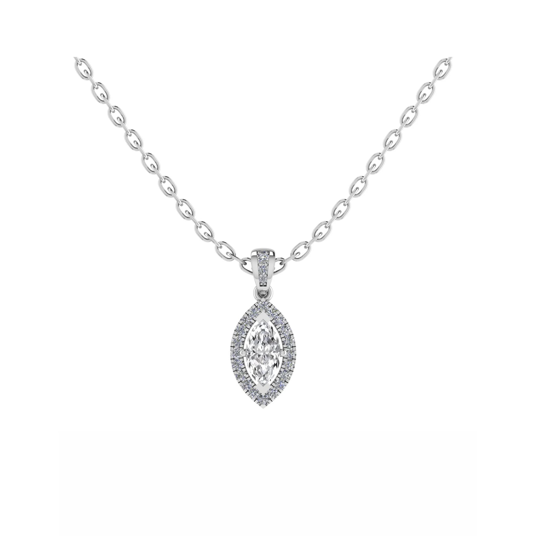 Marquise Single Halo Pendant
