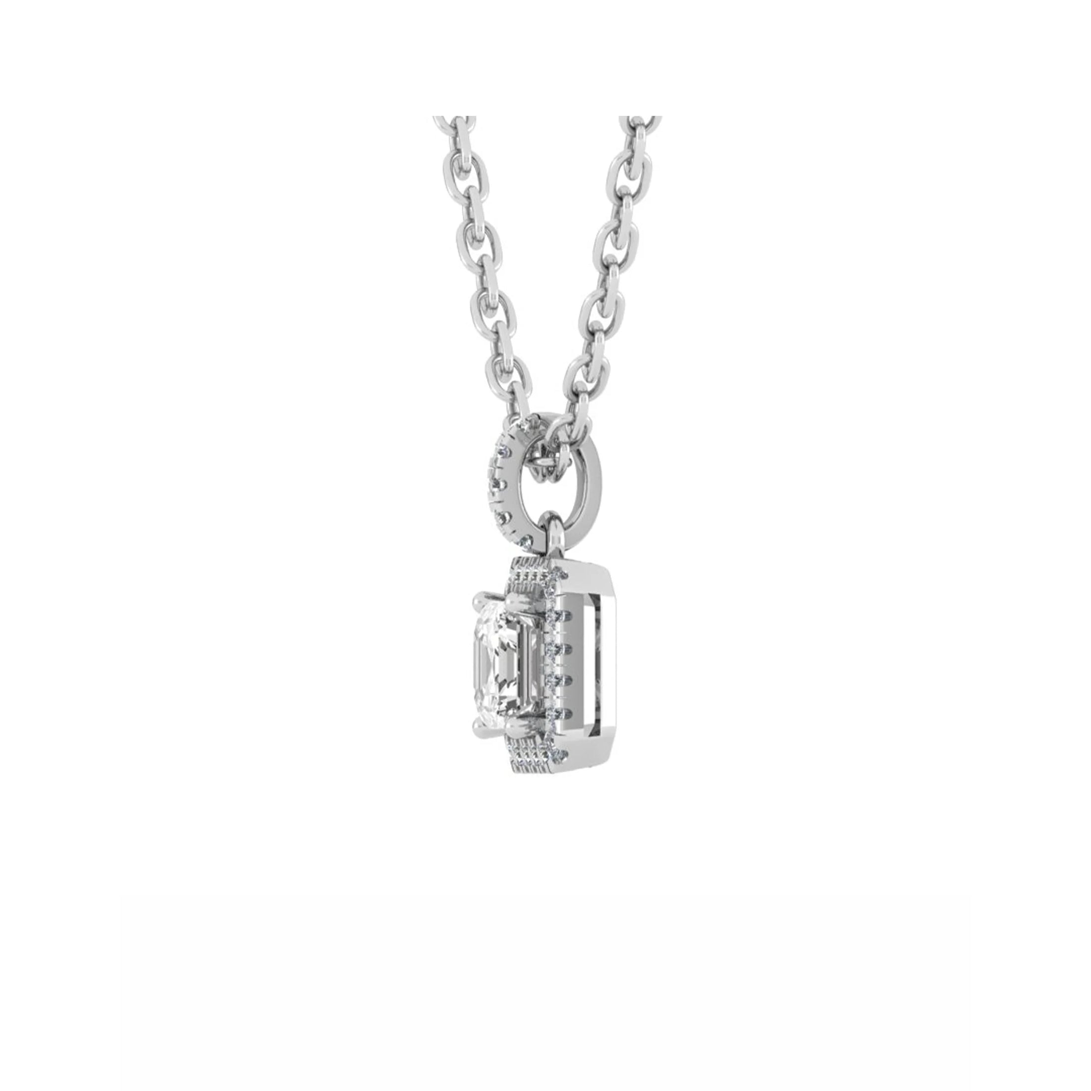 Asscher Cut Single Halo Pendant
