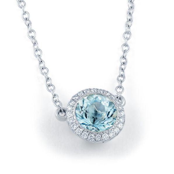 Aquamarine Halo Pendant