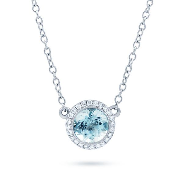 Aquamarine Halo Pendant