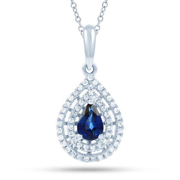 Sapphire Double Halo Pendant