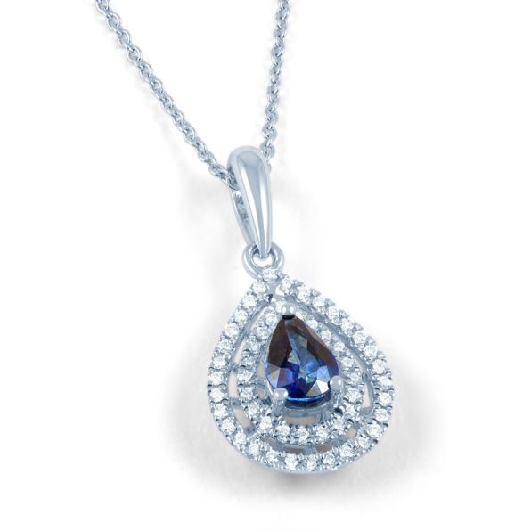 Sapphire Double Halo Pendant