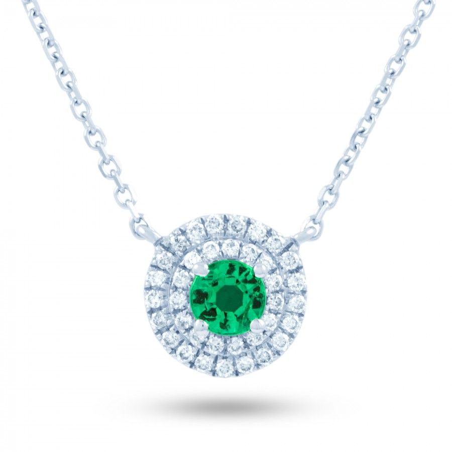 Emerald Double Halo Pendant