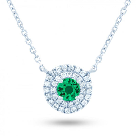Emerald Double Halo Pendant