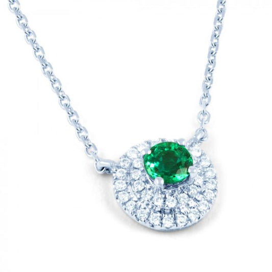 Emerald Double Halo Pendant