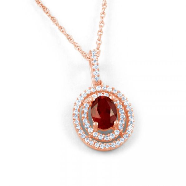 Ruby Double Halo Pendant