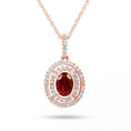 Load image into Gallery viewer, Ruby Double Halo Pendant