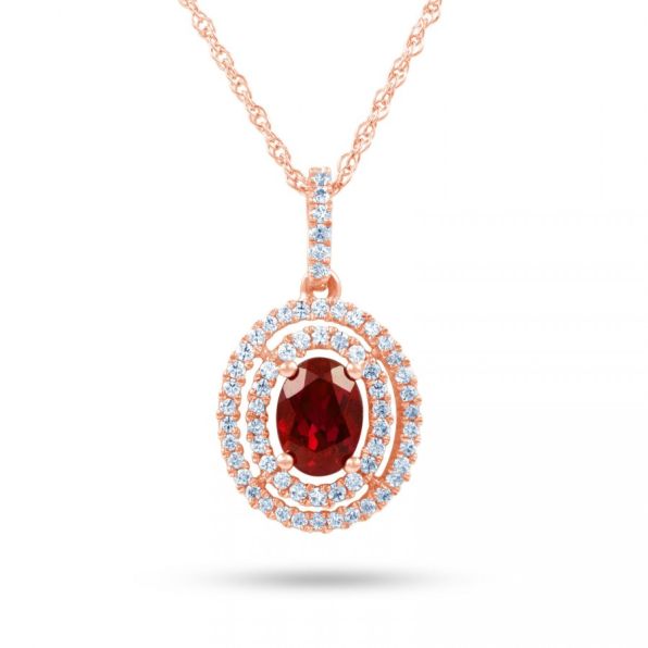 Ruby Double Halo Pendant