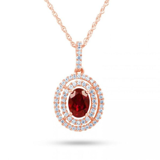 Ruby Double Halo Pendant