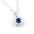 Load image into Gallery viewer, Blue Sapphire Halo Pendant