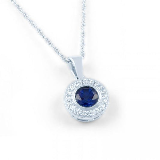 Blue Sapphire Halo Pendant