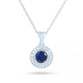 Load image into Gallery viewer, Blue Sapphire Halo Pendant
