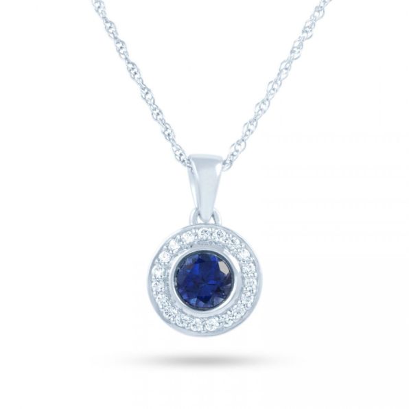 Blue Sapphire Halo Pendant