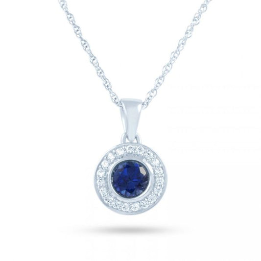 Blue Sapphire Halo Pendant