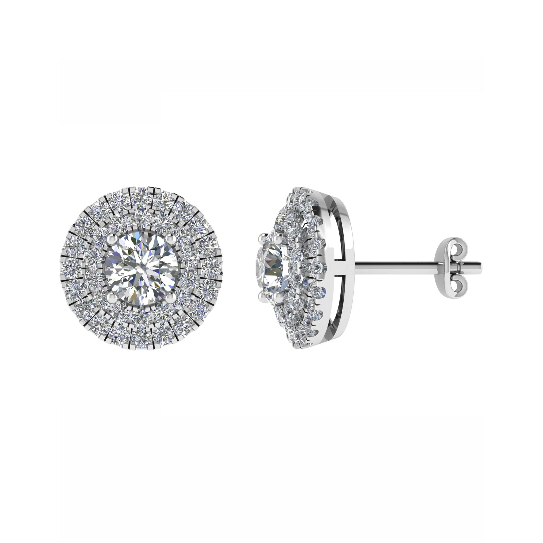 Round Double Halo Studs