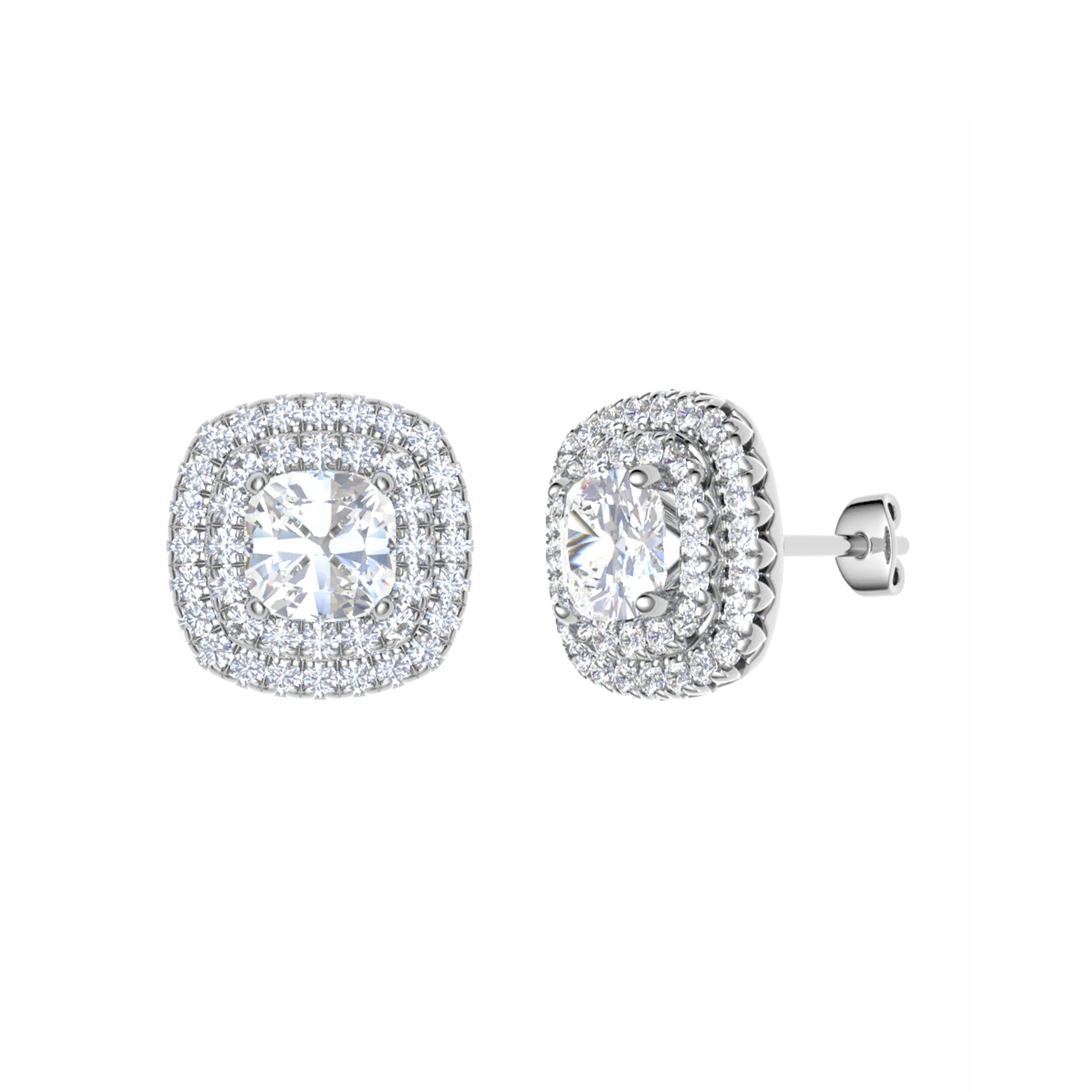 Cushion Double Halo Studs