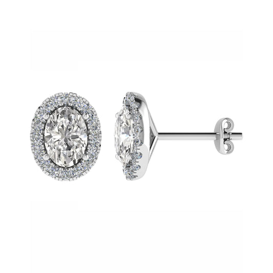 Oval V Halo Studs