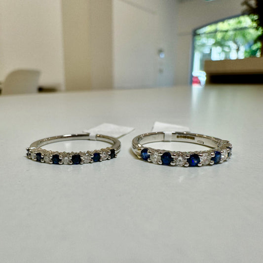 Sapphire and Diamond claw set half eternity