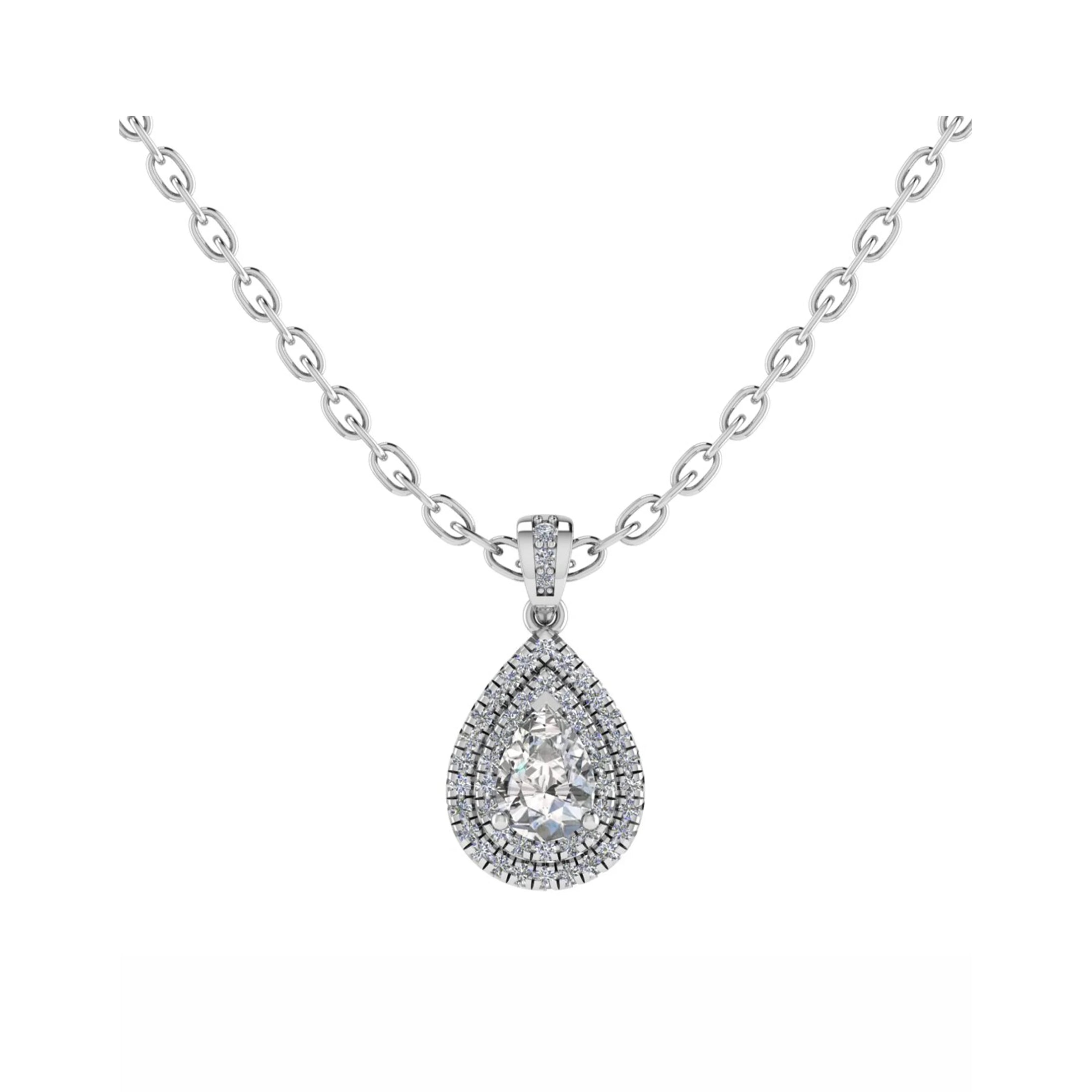 Pear Shaped Double Halo Pendant