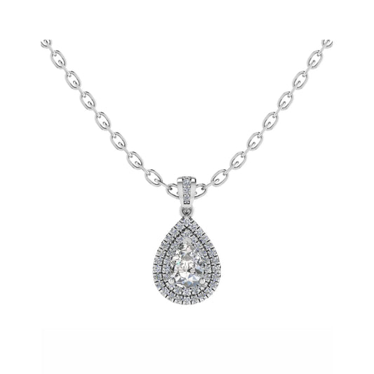 Pear Shaped Double Halo Pendant