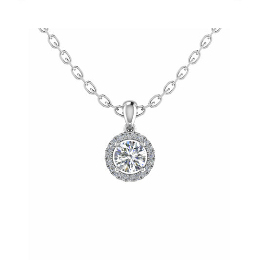 Round Single Halo Pendant