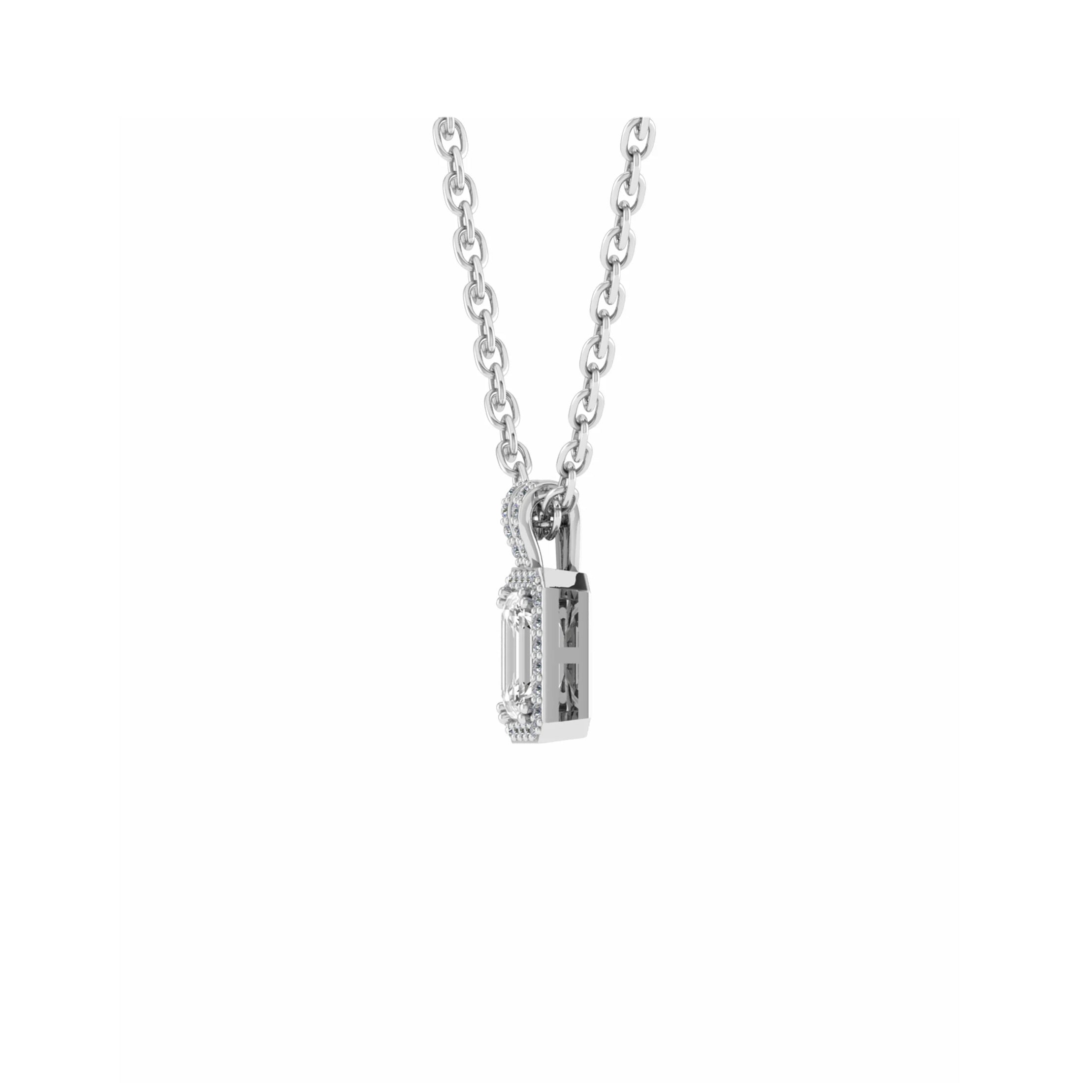 Emerald Cut Single Halo Pendant